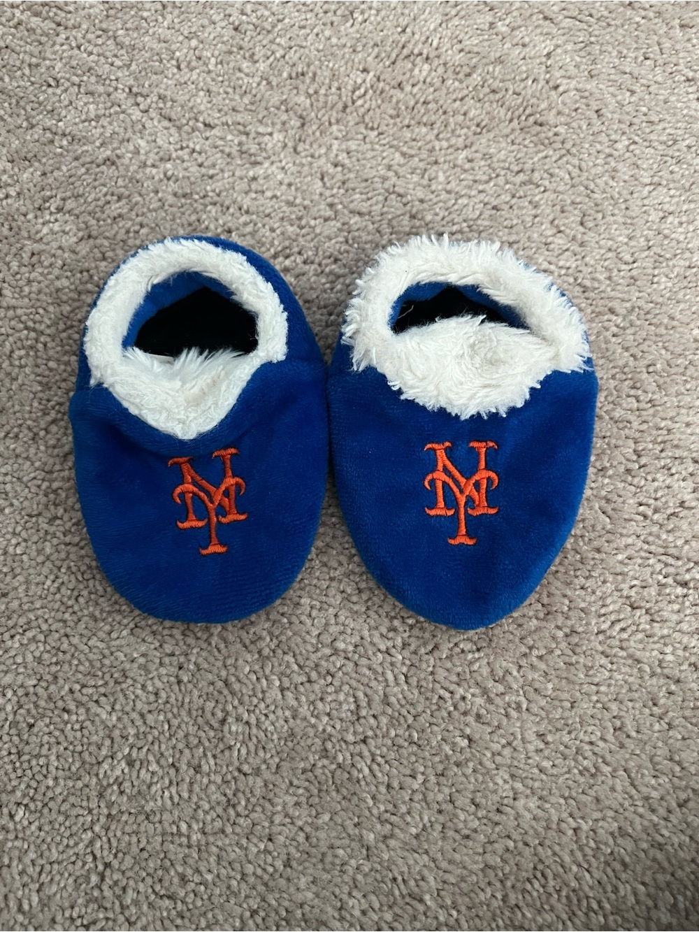 Genuine Merchandise Blue and Orange Plush Baby Slippers
